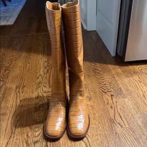 SCHUTZ Marrom Croco Leather Boots